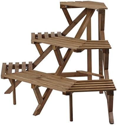 HWF Stands Flower Racks Solid Wood Corner Ladder Shelf Shelves Succulents Plant Shelf ( Color : A )