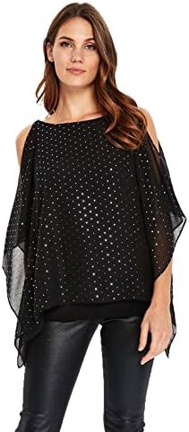 Wallis Black Silver Stud Swing Party Top Size XL Black