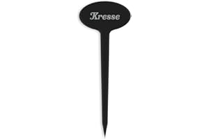 GRAVURZEILE Pflanzenschilder mit Gravur - Kresse - Stilvolle Kräuterschilder aus schwarzem Acryl für den Garten - Kräuterstecker geeignet für Beet & Kräutergarten - Farbe: Kresse