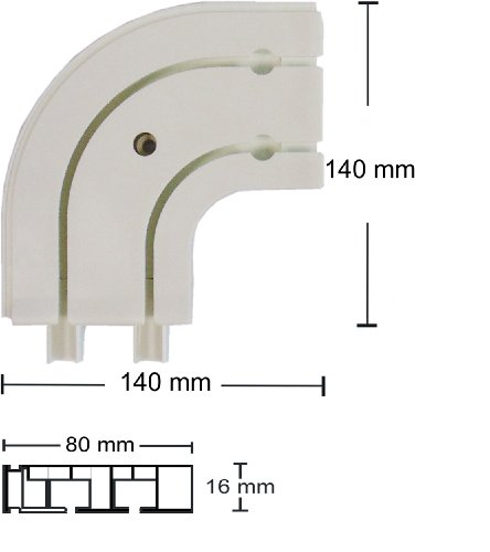 GARDUNA Rundbogen für Gardinenschienen Vorhangschienen, 2-Lauf, Paar, weiss (2-läufig) - 2