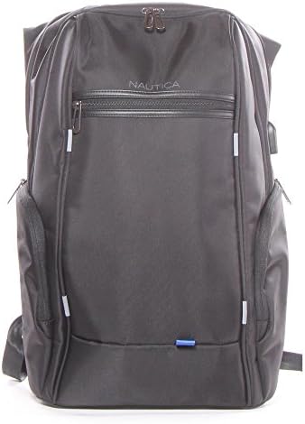 Nautica Mens Accessories Men's Business Tech USB Water Resistant Nylon Laptop Backpacks, Black, One Size