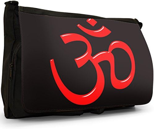Om Aum Omkara Hindu Symbol Black Large Messenger School Bag