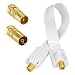 Produktbild HB Digital SAT Fensterdurchführung High-Quality Weiß WEISS, Kontakte verGOLDet + Antennen Adapter Set VERGOLDET- IEC Antennen-Stecker (männlich) und IEC Antennen-Buchse (weiblich) auf F-Stecker (SAT, männlich) für Fenster und Türen Ultra Flach