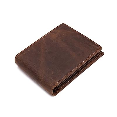 MONHINTY RFID BLOCKING Porte-monnaie en cuir volant vintage en cuir véritable pour homme marron