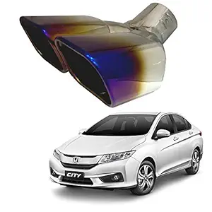 Oshotto Stainless Steel SS-017 Dual Pipe Car Exhaust Muffler Silencer Cover Compatible with Honda City Old/ZX (Multicolor)