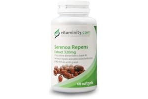 VITAMINITY Serenoa Repens 320 mg - 90-95%, Integratore contro l'Ingrossamento della Prostata e la Caduta dei Capelli, a Base di Serenoa Repens - Formato da 60 Capsule Softgel