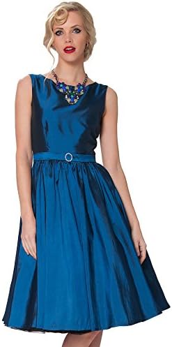 SEXYHER Clothing Classy Audrey Hepburn Style Vintage Classic 1950's Rockabilly Swing Evening Dress - RBJ1401(UK18,DeepBlue-59T)