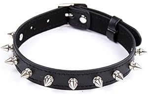 BONDAGERIE® Collare borchiato in ecopelle, larghezza regolabile