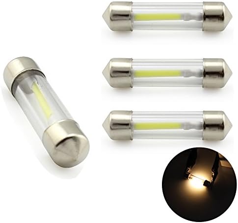 weiXuan Pack of 4 LED Car Festoon Dome Light 27mm/31mm/36mm/39mm/41mm 12V 360 Degree COB Filament Lamp Warm White 3000K for Car Reading Bulbs,Interior Lights,License Plate light (39mm, Warm White)