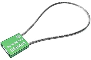 JW PRODUCTS 100 x Cable Security Seals, Cargo and Container - Numbered Tags (1.5mm Cable - Green)