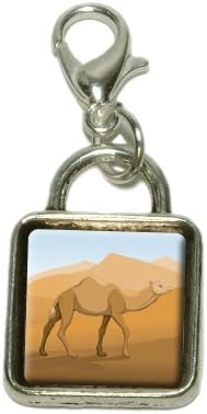 Camel Walking Through Desert Dangling Bracelet Pendant Square Charm