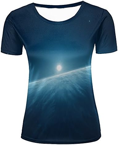 lingshirt 3D Tshirts For Women Sunrise Rising Planets Universe Printed Tees M