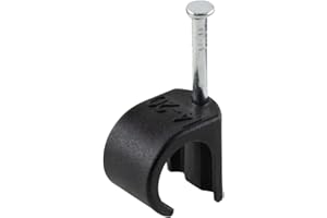 GTSE Round Black Cable Clips, For Cables 14-20 mm, Box of 50, Skirting Wire Nail Clips, Cable Tacks for Ethernet, Electrical Cables, Walls