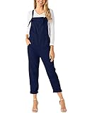peto azul marino mujer Diseño: Retro, este mono vintage suelto con dos bolsillos más fresco y delgado. Traje de tirantes ajustable sin mangas holgado retro para mujer o niña adolescente en primavera verano, otoño e invierno.