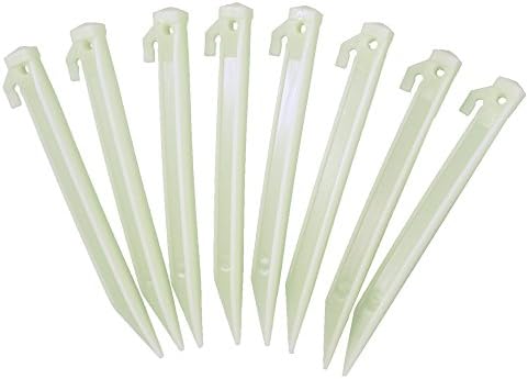 Outdoorer Glow In The Dark, luminous tent pegs made of plastic, 22 cm pegs, 8 pieces with carrying case