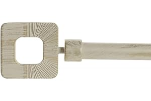 KCASA Barra de Cortina Extensible de Metal Beige Minimalista para Dormitorio Vintage de 120-210 cm - Cuadrado