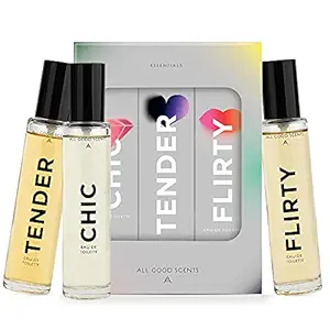 All Good Scents Essentials Perfume Gift Set For Women, 3 Long-Lasting Eau De Toilette Fragrance, 90ml (3x30ml)