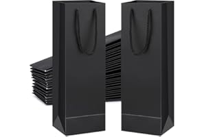 SITAYAKUMA Bolsa de Vino，Set de 20 Bolsas Regalo de Papel Kraft para Botellas de Vino – Bolsas con Asa para Regalos, Bodas, Cumpleaños – Bolsas Ecológicas para Champagne, Cava（Negro）