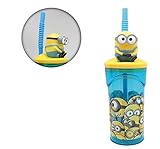 Materiales de alta calidad Minions, Gru Mi Villano Favorito Vaso plastico con figurita 3D, Tapa y Pajita 350ml (STOR 76166), Amarillo, 23 x 7.5 x 7.5 cm