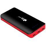 EC Technology 22400mAh Power Bank Ultra High Capacity External Battery 3 USB Output(5.5A) Powerbank Dual Input Port (4A) Portable Charger with Auto IC for iPhone, iPad, Samsung, Nexus and More, Black and Red