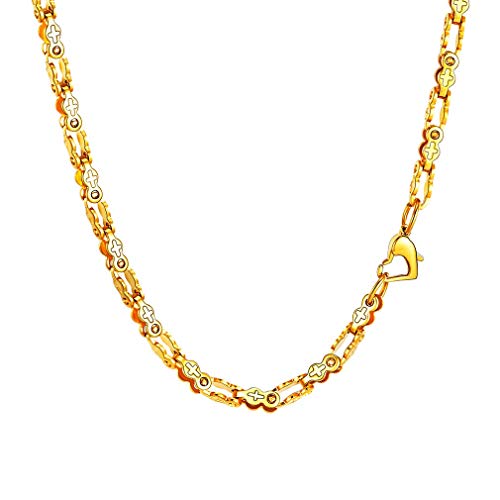 Stainless Steel Chain Linked 24 Inch Men's Necklace Biker Chain 18"/20"/22"/24"/26"/28"/30" Steampunk Style Black Neck Chain Heart Shape Lobster Trigger Clasp