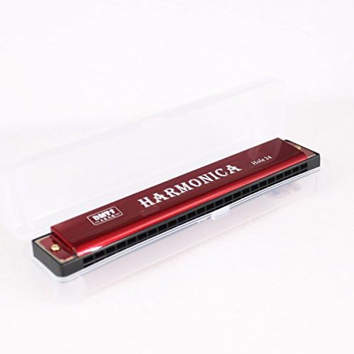 Harmonica,Key of C,24 Holes Major Diatonic Double Tremolo Harmonica Musical Instrument Accessories with Case (Red)