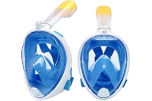 THETREASURESCARE Snorkel Mask,180°view Snorkelling Mask Set Panoramic Full Face Design-Sports Camera Compatible Free Breath Diving Mask with Anti-fog and Anti-leak Technology for Adults and Kids