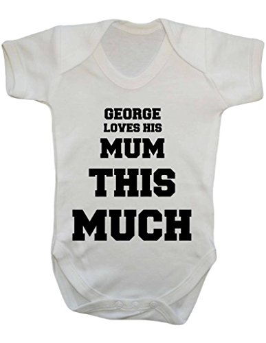 Personalised Name Loves His Or Her Mum This Much Stacked Text Custom Baby Onesie Vest