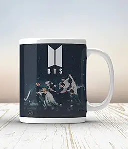 GIFT BOX BTS Bangtan Boys Vogue Printed Microwave Safe White Ceramic Coffee Mug (350 ml) Design 1