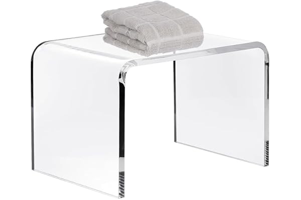 ybaymy akryl badpall, transparent akryl duschpall, U-formad akrylbord fotpall, förtjockad klar fotpall, badrumspall för spa-badrum, vardagsrum, pentry
