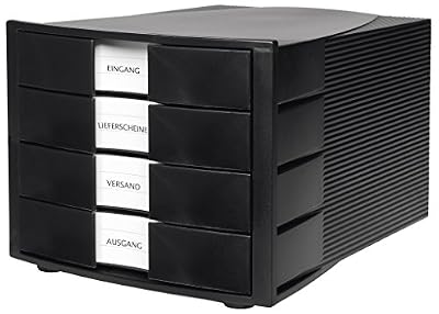 HAN 1010-X-13, module de classement IMPULS. Design innovant et attrayant de qualité supérieure. Comprend 4 tiroirs fermés avec étiquette d'indexation grand format. Noir