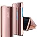 Produktbild AROYI Samsung Galaxy A7 2018 Hülle,Galaxy A7 2018 case Mirror Clear View Standing Handyhülle PC Spiegel Flip Resistant Anti-Scratch metallic Schutz Schutzhülle für Samsung Galaxy A7 2018 Rose Gold