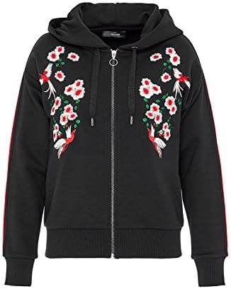 Hallhuber Embroidered Hoodie With Track Stripes M, Black