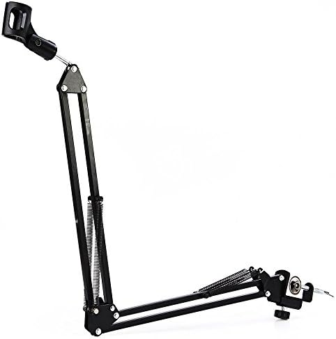 EXP Extendable Microphone Suspension Scissor Arm Stand Holder Black with Microphone Clip Table Mounting Clamp
