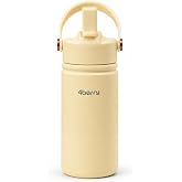 4Berry 350 ml Kulplu Pipetli &Ccedil;elik Termos Bardak &ndash; BPA Free, Taşınabilir Mini Termos, Krem Renk