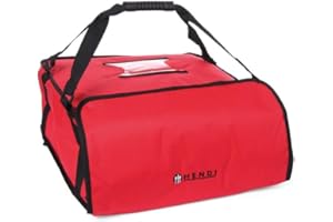 HENDI Bolsa de Transporte y Reparto de Pizzas, Bolsa Portapizzas con Aislamiento, Impermeable, Bolsa para la Entrega de Pedidos de Pizza y Comidas, Interior 45x45x(H) 18cm, Roja, 47x47x(H) 21cm