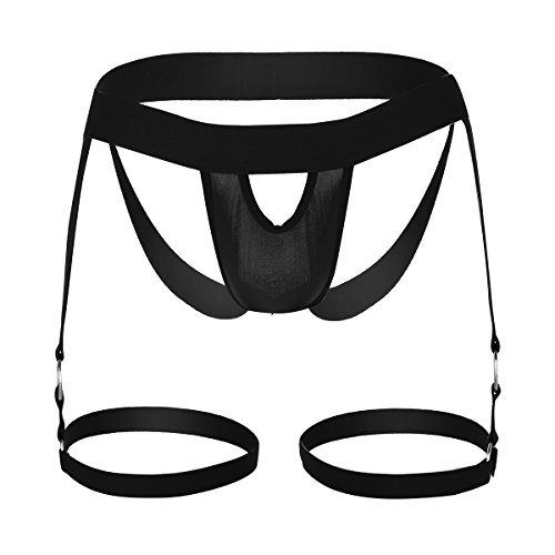 Alvivi Men's Athletic Supporter Crotchless Thongs G-String Open Butt Boxers Underwear with Garters Belt