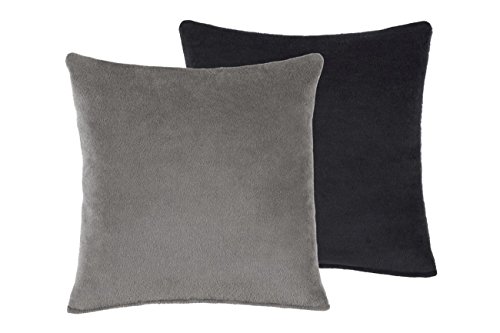 Biederlack -696946- Day & Night Kissenhülle mit Reißverschluss, Kissenbezug mit Uni-Doubleface in schiefer-schwarz, 50x50cm