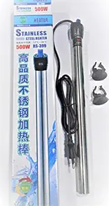 RS Electrical Aquarium Steel Heater (500 Watt) with Auto On/Off Thermostat 6 to 8 ft Tank Imported Submersible Aquarium Immersion High Stainless Steel Heater