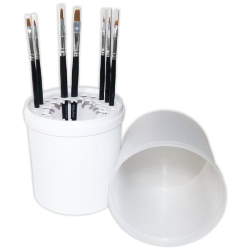 NAILFUN 7-teiliges Feinhaar Nailart Pinselset schwarz + Pinselbox weiss-transparent