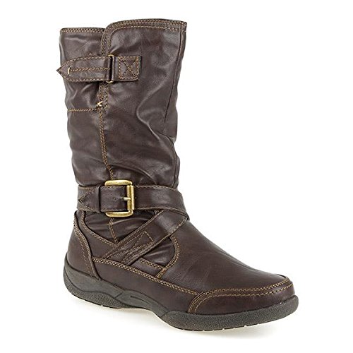 Pavers Calf Boot with Buckle Strap 300 658 - Brown Size 6