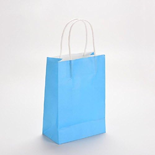 Kornblume 5psc Party Colorful Kraft Paper Gift Bags with Handles, 21*15*8cm,Blue