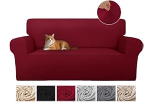 COTOPURO Copridivano 3 Posti (180-260CM) Con Braccioli, Copridivani in Velluto Elasticizzato Antigraffio Per Gatti, Copridivani Universale, Super Morbido e Confortevole - Bordeaux