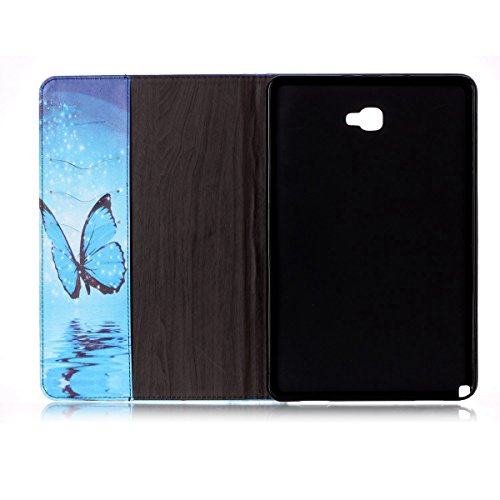 Etsue Kunstleder Schutzhülle für Samsung Galaxy Tab A 10.1 Zoll/P580 Leder Tasche Bookstyle Hülle Flip Case Wallet Cover, Bunte Retro Muster Schutz Hülle Etui Schale Weich TPU Innere mit Magnetverschluss Standfunktion Kartenfächer für Samsung Galaxy Tab A 10.1 Zoll/P580 + 1x Glitzer Staub Stecker + 1x Blau Eingabestift-Butterfly - 4