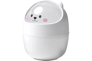 CUSROS Poubelle Mini Multifonctionnel Réutilisable Bureau Mignon Dessin Animé Intérieur Corbeille Panier De Rangement blanc