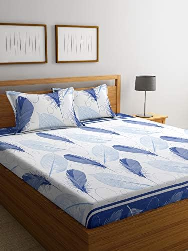 Cortina Elegantly Designed 104 TC 100% Cotton Bedsheet for Double Bed (Queen Size) with 2 Pillow Covers King Size - Multicolor (250 cm x 225 cm)