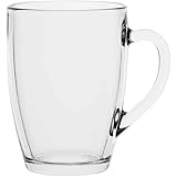 AmazonCommercial Single Wall Glass Mugs, 346 ml, Set of 12