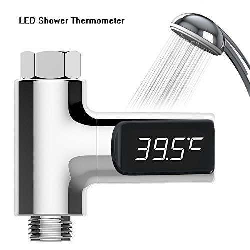 Preisvergleich Produktbild LED Duschthermometer, OXOQO Digital Wasser Duschthermometer selbst erzeugender Wasser Thermometer Monitor Baby Care Energy Smart Meter