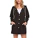 Produktbild Yazidan Damen Leicht Regenjacke Mit Kapuze Taste Wasserdicht Aktiv Draussen Jacke Bomber Sport Mantel Wandern Sweatshirt Strand Kimono Strickjacke Windjacke Solide(Schwarz,XL)