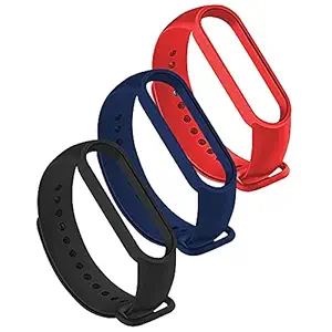 FREXCEZ Adjustable Xiaomi Mi Band 5/ Mi Band 6 Watch Silicone Strap Band Bracelet - Set of 3